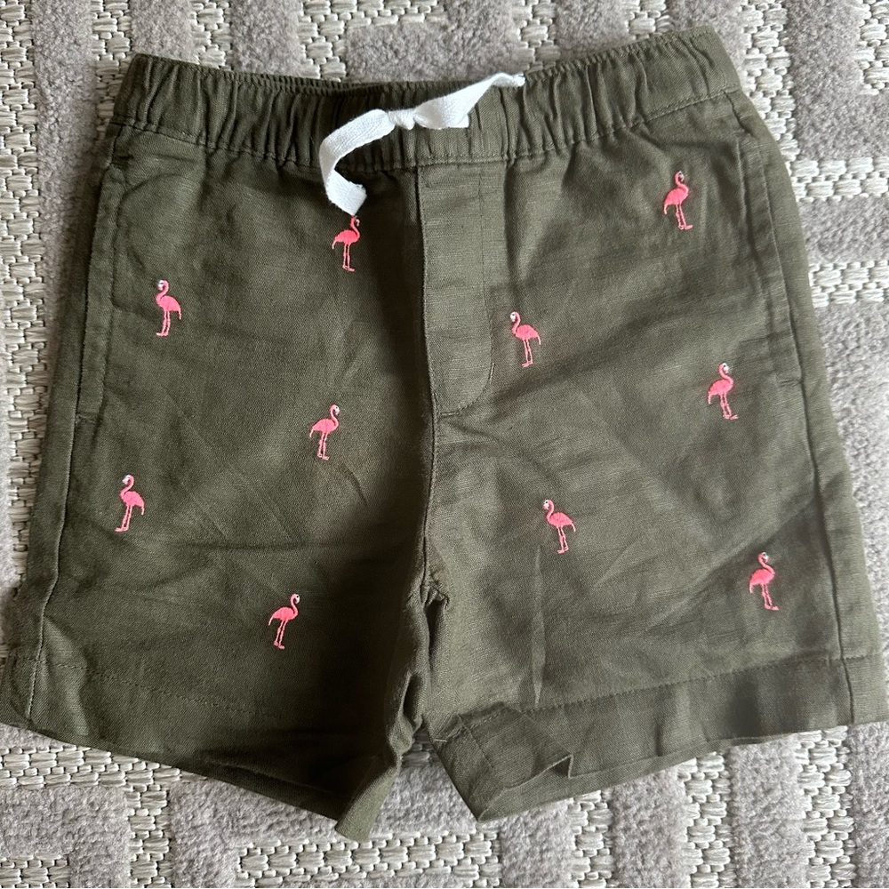 Janie and Jack linen flamingo shorts